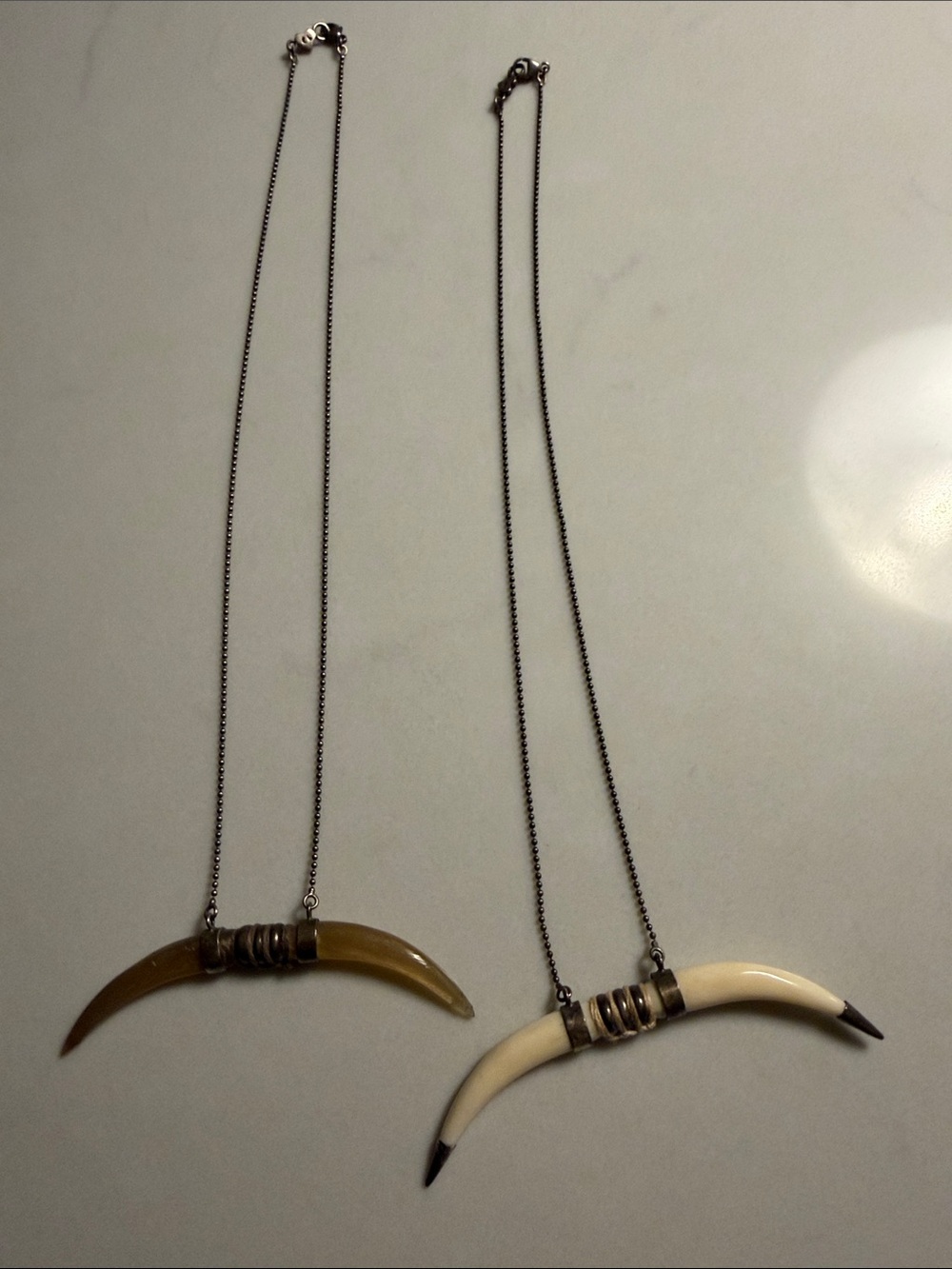 Women’s Crescent Horn Pendant Necklace in Brown and Cream - Unbranded